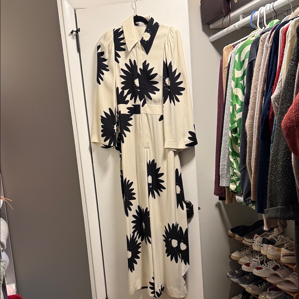 Stella McCartney Black Floral Long Sleeve Dress